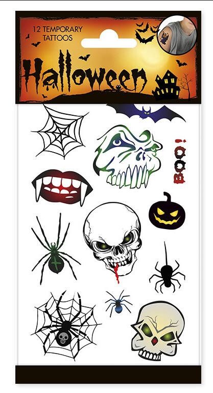 Halloween tatueringar med dödskallar, 12 st