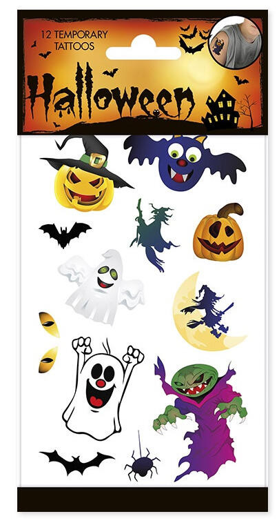 Halloween skrämmande tillfälliga tatueringar 12 st