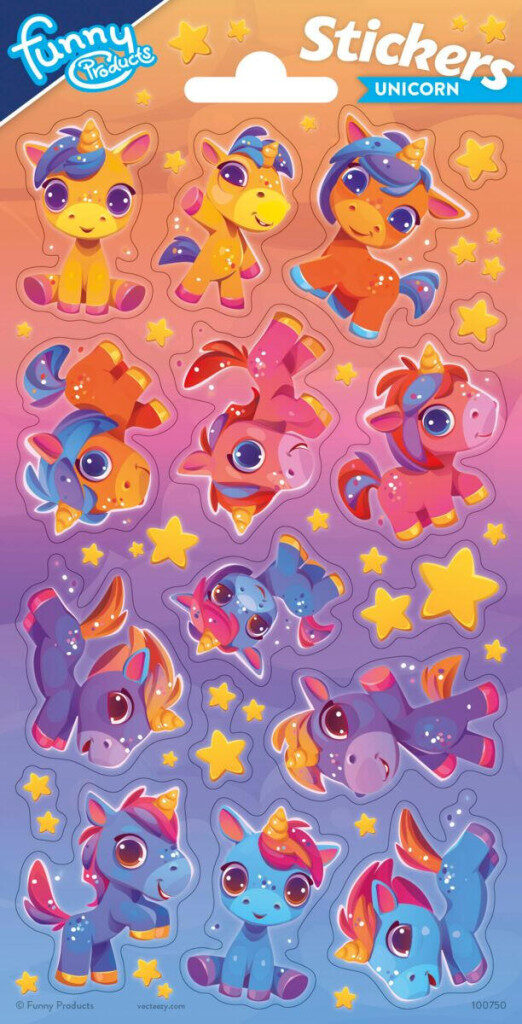 Enhörning Stars klistermärke 20x10 cm