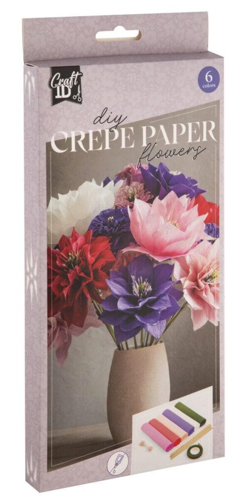 Färgglatt sommarblomsset i crepepapper 30x14 cm