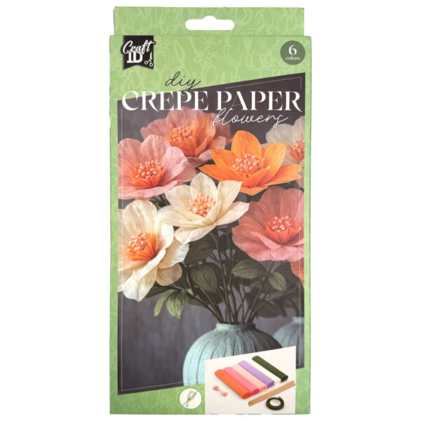 Färgglatt höstblomsset i crepepapper 30x14 cm