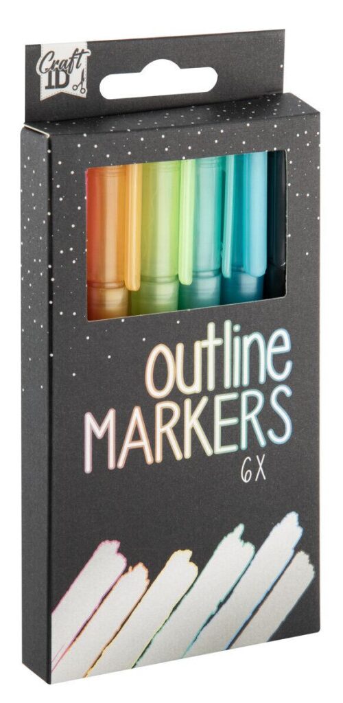 Colour Metal konturspets tuschpennor 6-pack