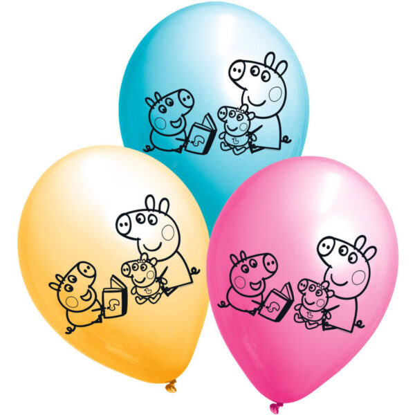 Greta Gris ballongset med 6 st, 27,5 cm