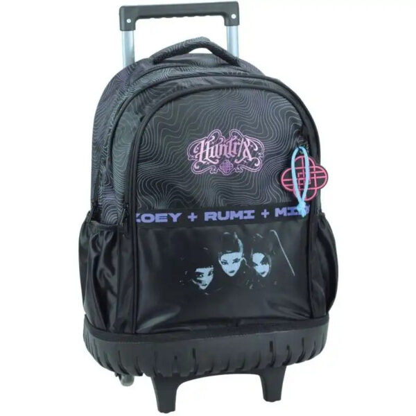 K-pop Demon Hunters svart premium rullande skolväska, 46 cm