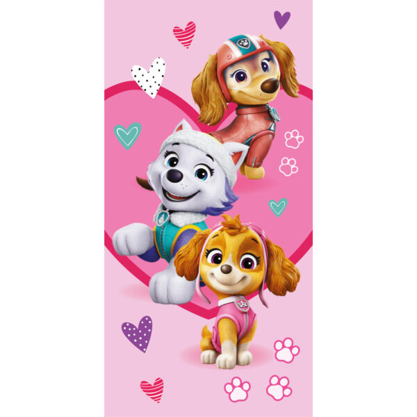 PAW Patrol Puppy Love badhandduk, strandhandduk 70x140 cm (snabbtorkande)
