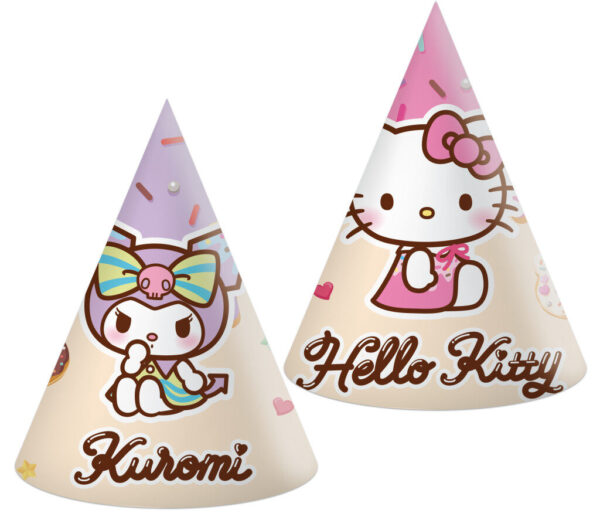 Hello Kitty Kuromi partyhattar, konformade 6-pack
