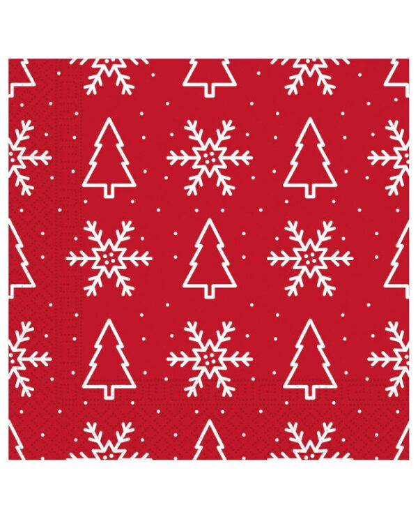 Servetter med julgran och snöflingor 20-pack 33x33 cm