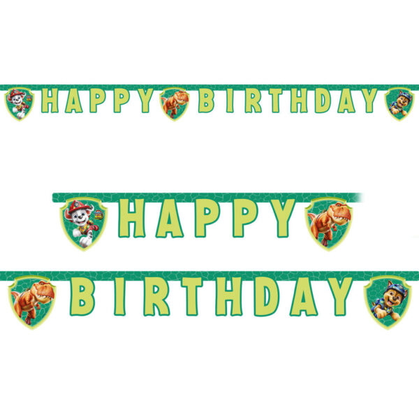 PAW Patrol Dino Movie Happy Birthday-skylt 200 cm FSC