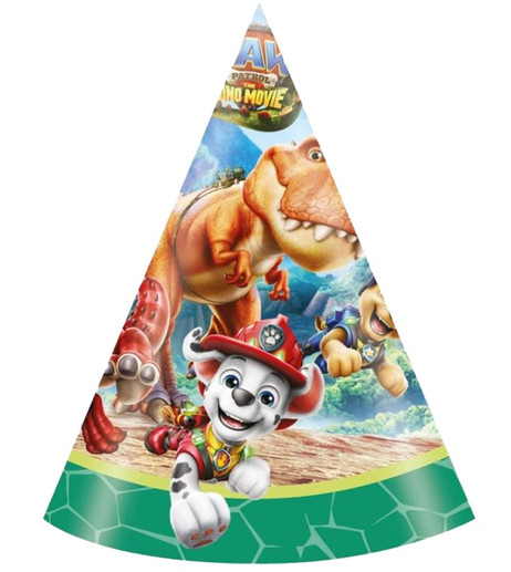 PAW Patrol Dino Movie partyhattar, konformade 6-pack
